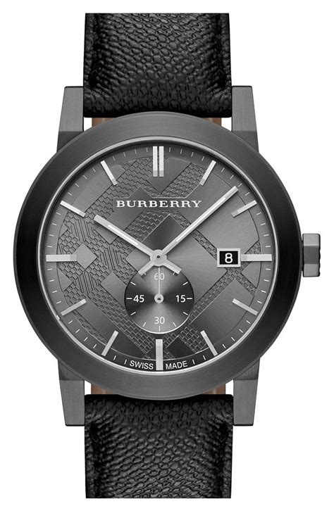 burberry mens watch black with blue face|Burberry men's watch leather strap.